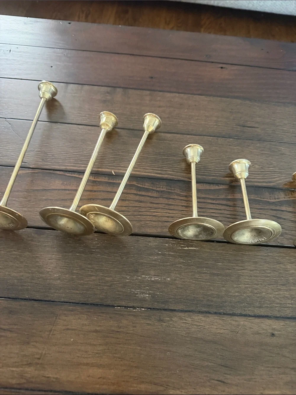 Vintage Brass Candlesticks Set of 6 Lot Antique Style Candle Holders Home Decor
